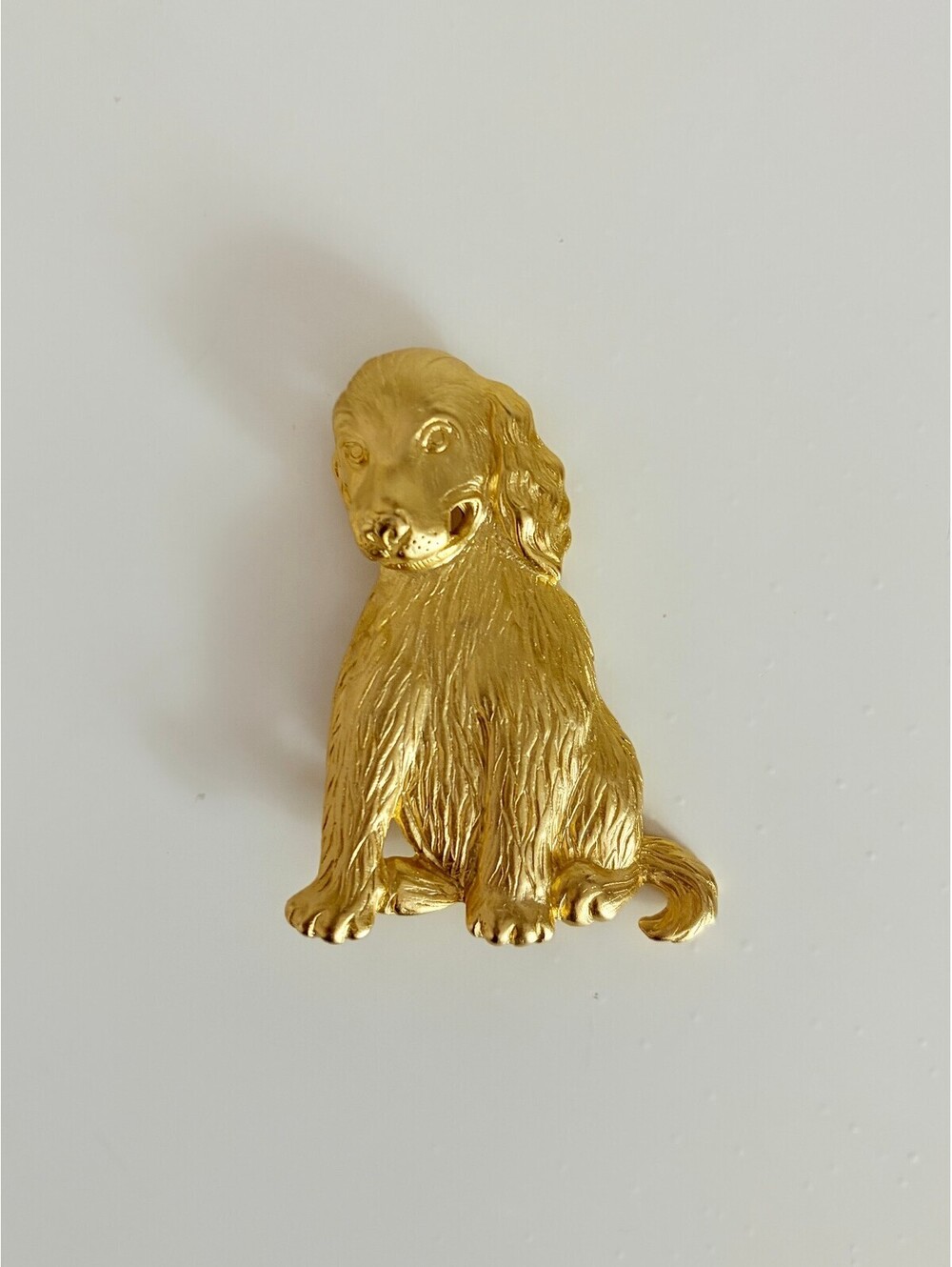 Cocker Spaniel Dog Brooch Gold Tone Pin - Signed JJ Jonette